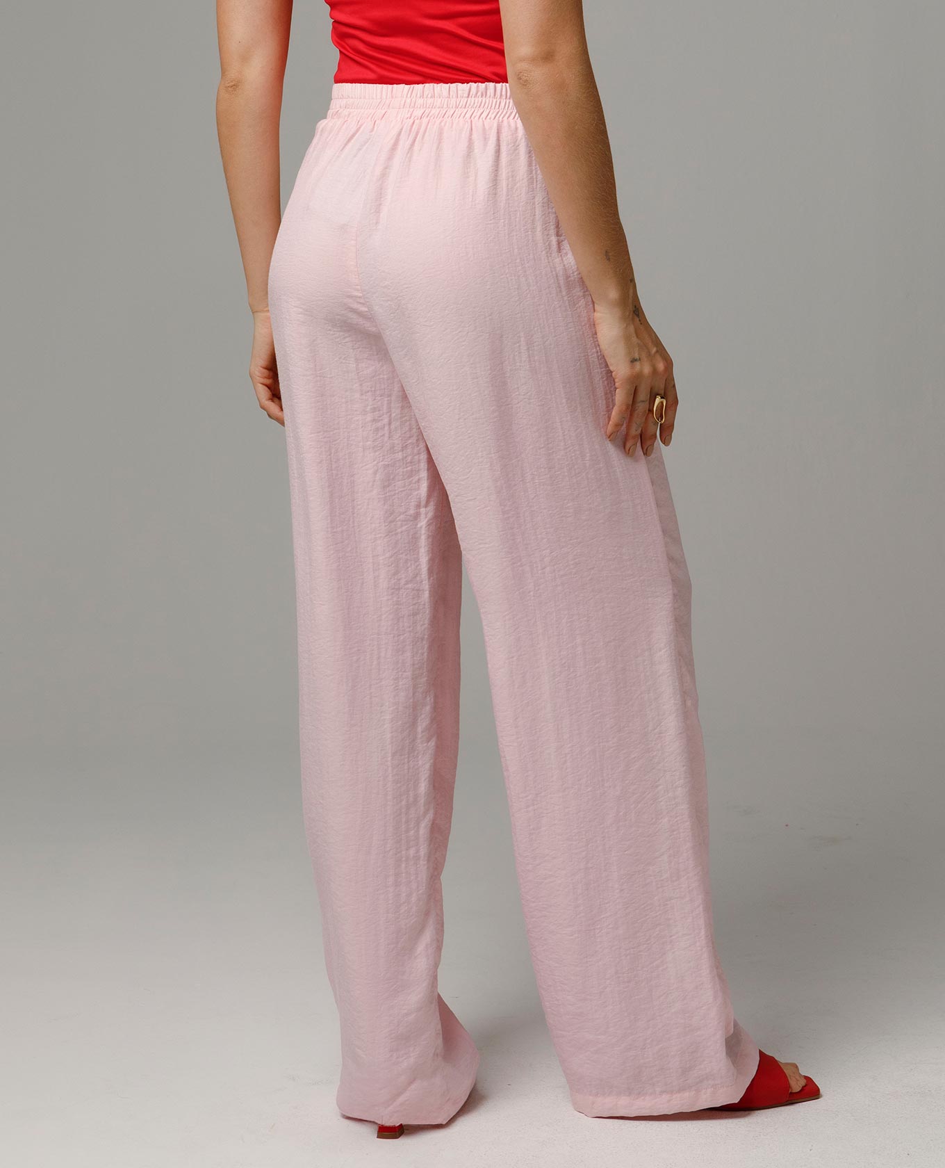 PANTALÓN WIDE LEG PARA MUJER CON ELÁSTICO EN CINTURA Y TAPA DECORATIVA Adrissa | Ropa para mujer Pantalones