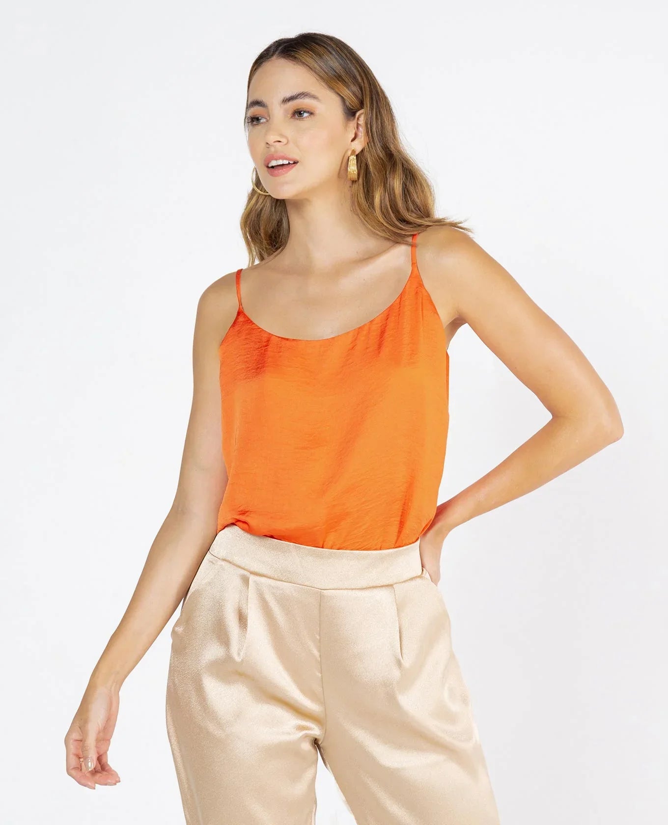 BLUSA BÁSICA OLIVIA DE TIRAS PARA MUJER NARANJA Adrissa
