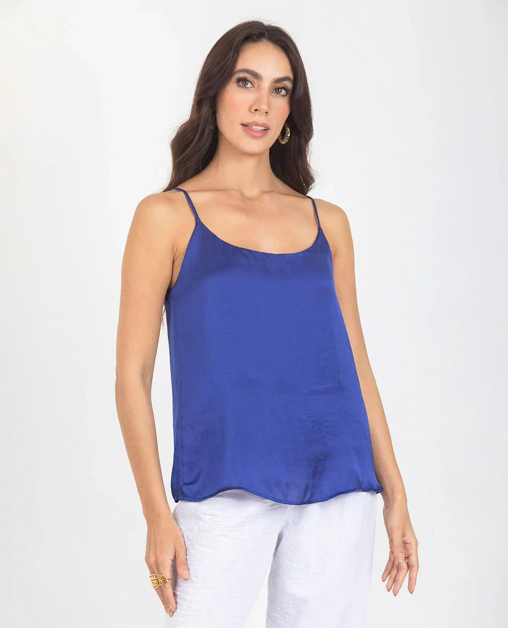BLUSA BÁSICA OLIVIA DE TIRAS PARA MUJER AZUL REY Adrissa