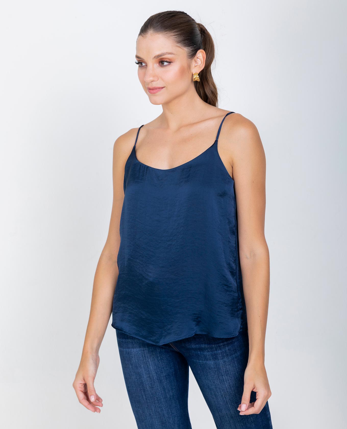 BLUSA BÁSICA OLIVIA DE TIRAS PARA MUJER AZUL OSCURO Adrissa