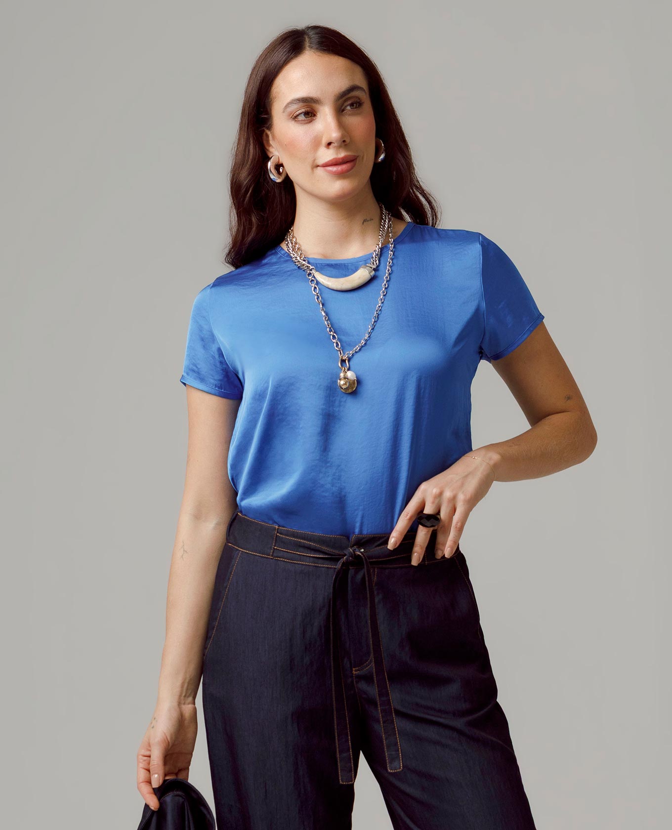 BLUSA ADRISSA BÁSICA MARÍA PARA MUJER AZUL COBALTO Adrissa