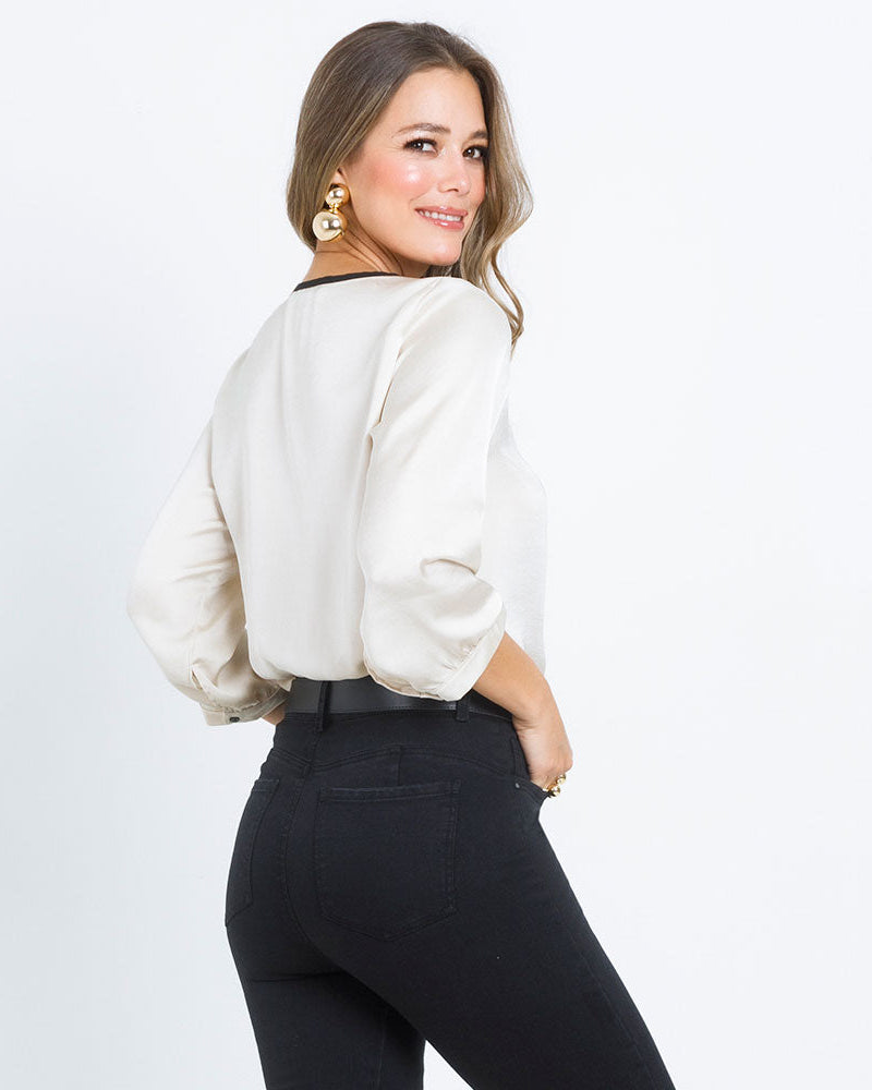 BLUSA MANGA 3/4 PARA MUJER EN TELA SATINADA Adrissa