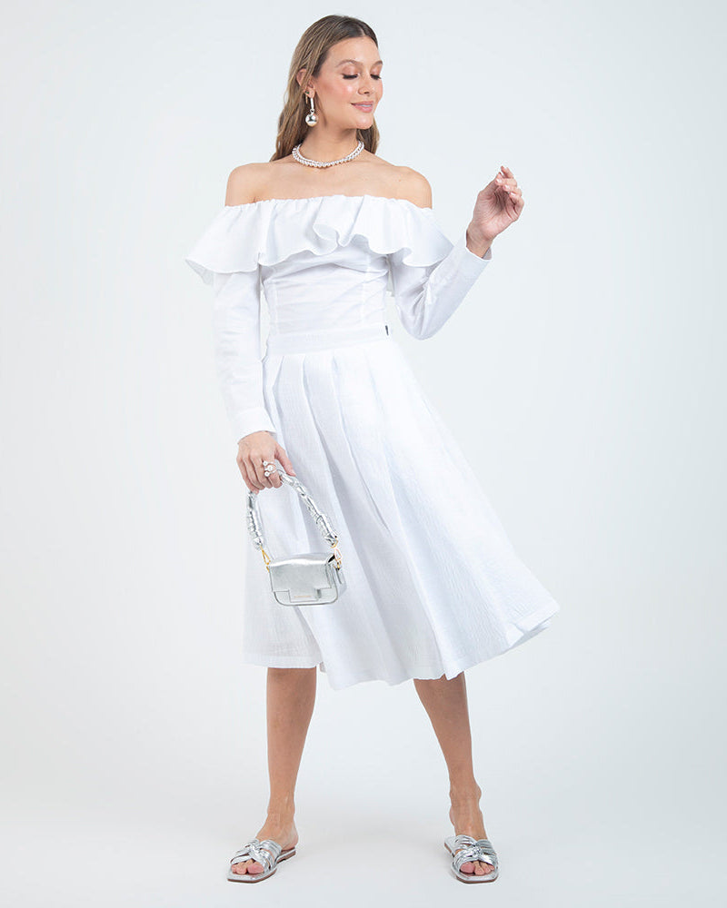 BLUSA BLANCA PARA MUJER ESCOTE BANDEJA Adrissa