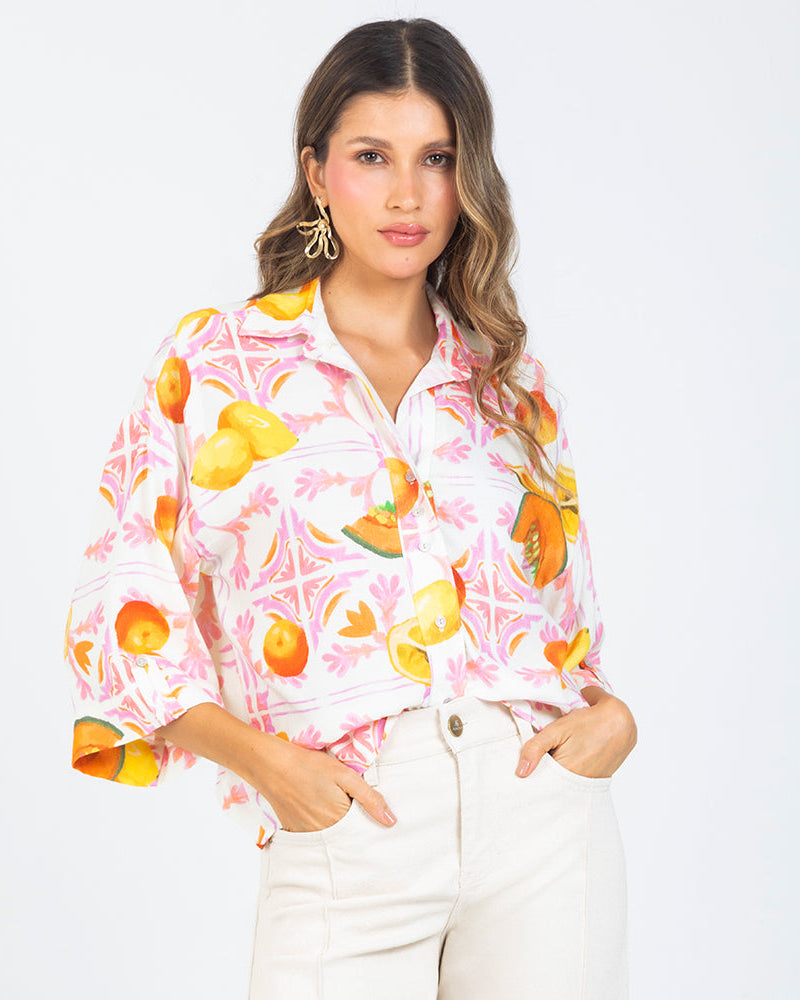 CAMISA MANGA CORTA PARA MUJER ESTAMPADO Adrissa