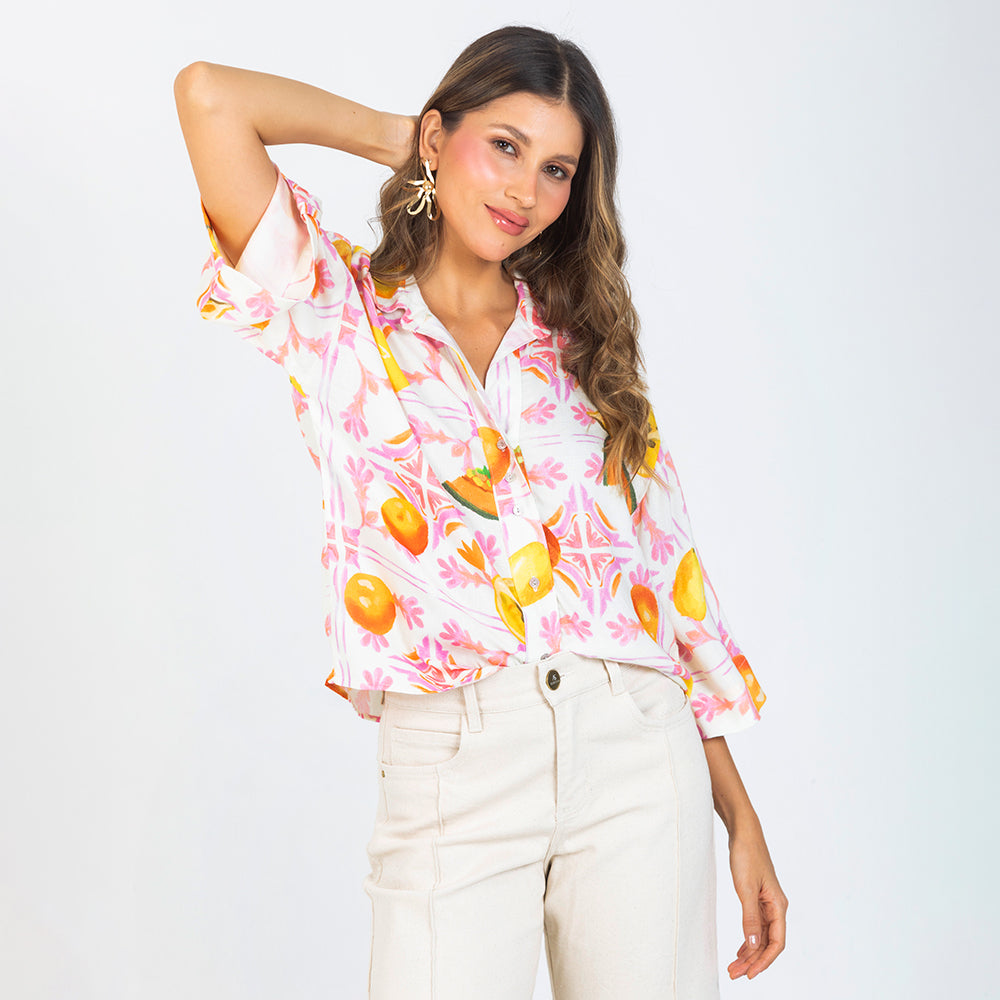 CAMISA MANGA CORTA PARA MUJER ESTAMPADO Adrissa