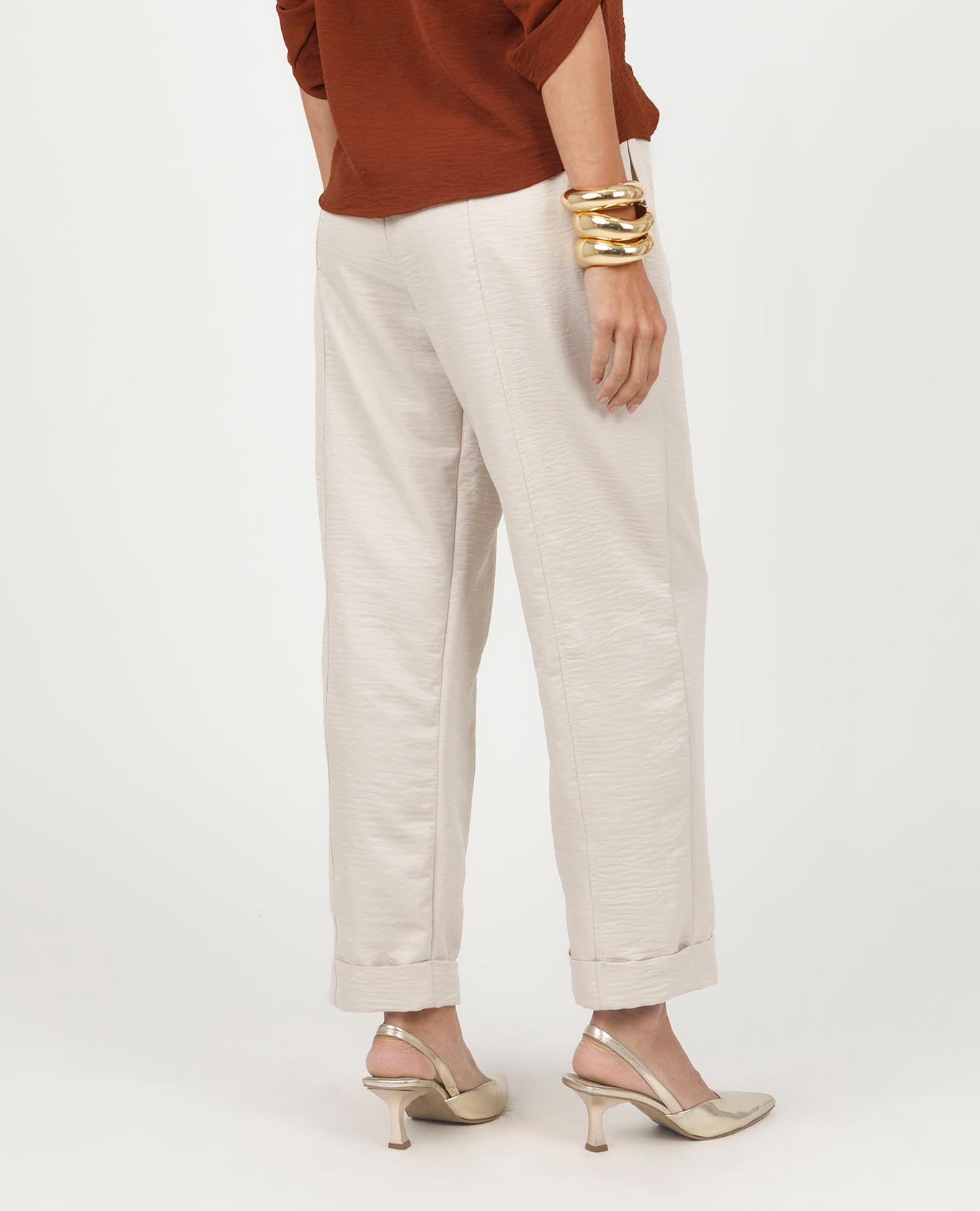 PANTALÓN PARA MUJER CON ELÁSTICO EN CINTURA Y TIRA PARA ANUDAR CON GUARDAPOLVO Adrissa | Ropa para mujer Pantalones