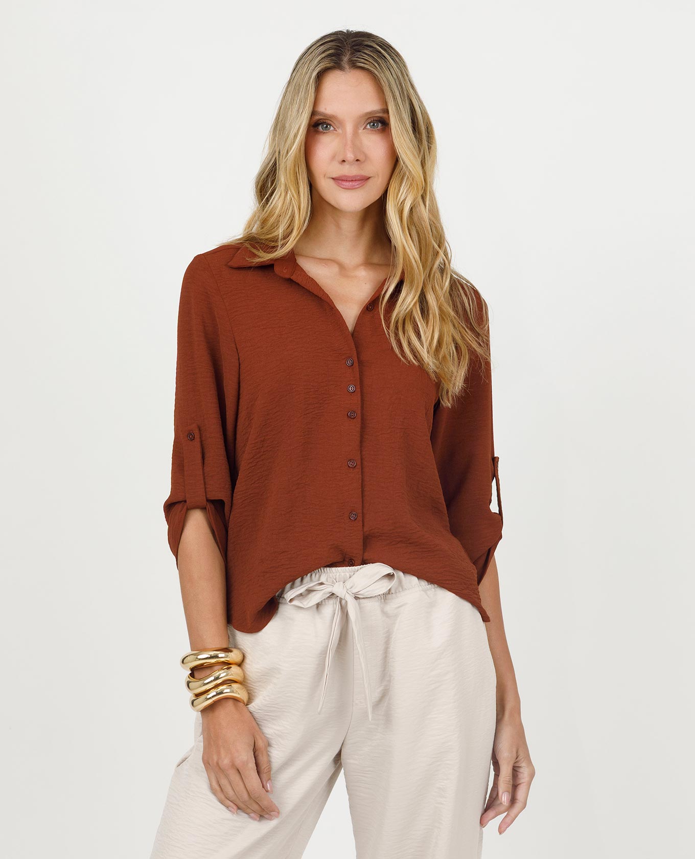 CAMISA BASICA DAKOTA PARA MUJER CON CHARRETERA Adrissa