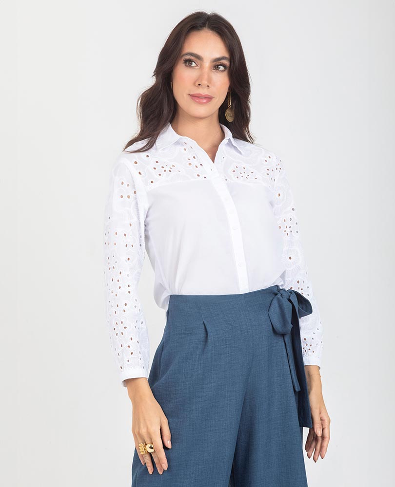 CAMISA OJALILLO PARA MUJER EN ALGODÓN Adrissa