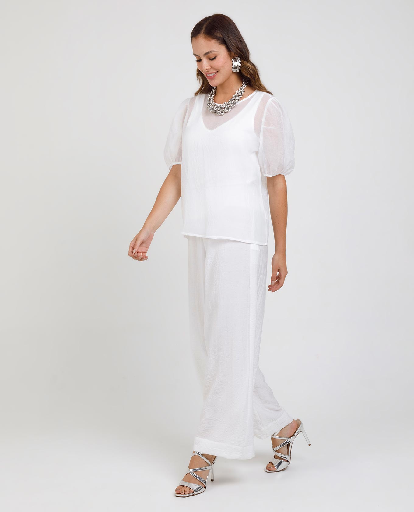 PANTALÓN PARA MUJER SILUETA WIDE LEG CON ELÁSTICO EN CINTURA Adrissa | Ropa para mujer