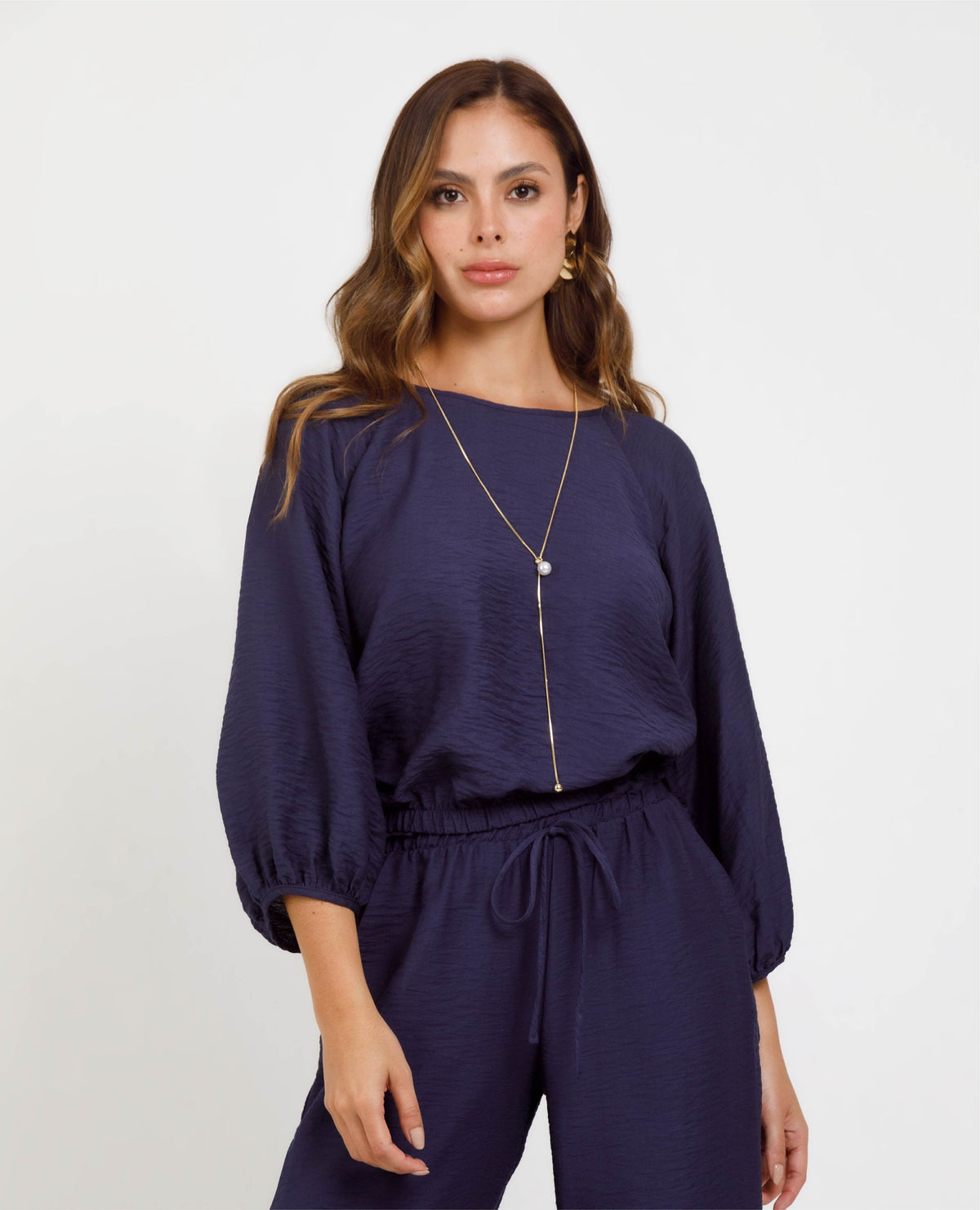 BLUSA MANGA 3/4 PARA MUJER MANGA RANGLAN CON ELASTICO EN CINTURA