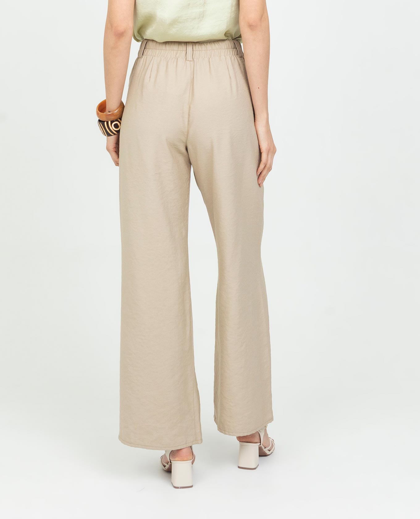 PANTALÓN WIDE LEG PARA MUJER CINTURA CON ELÁSTICO Y BOTÓN FORRADO Adrissa | Ropa para mujer Pantalones