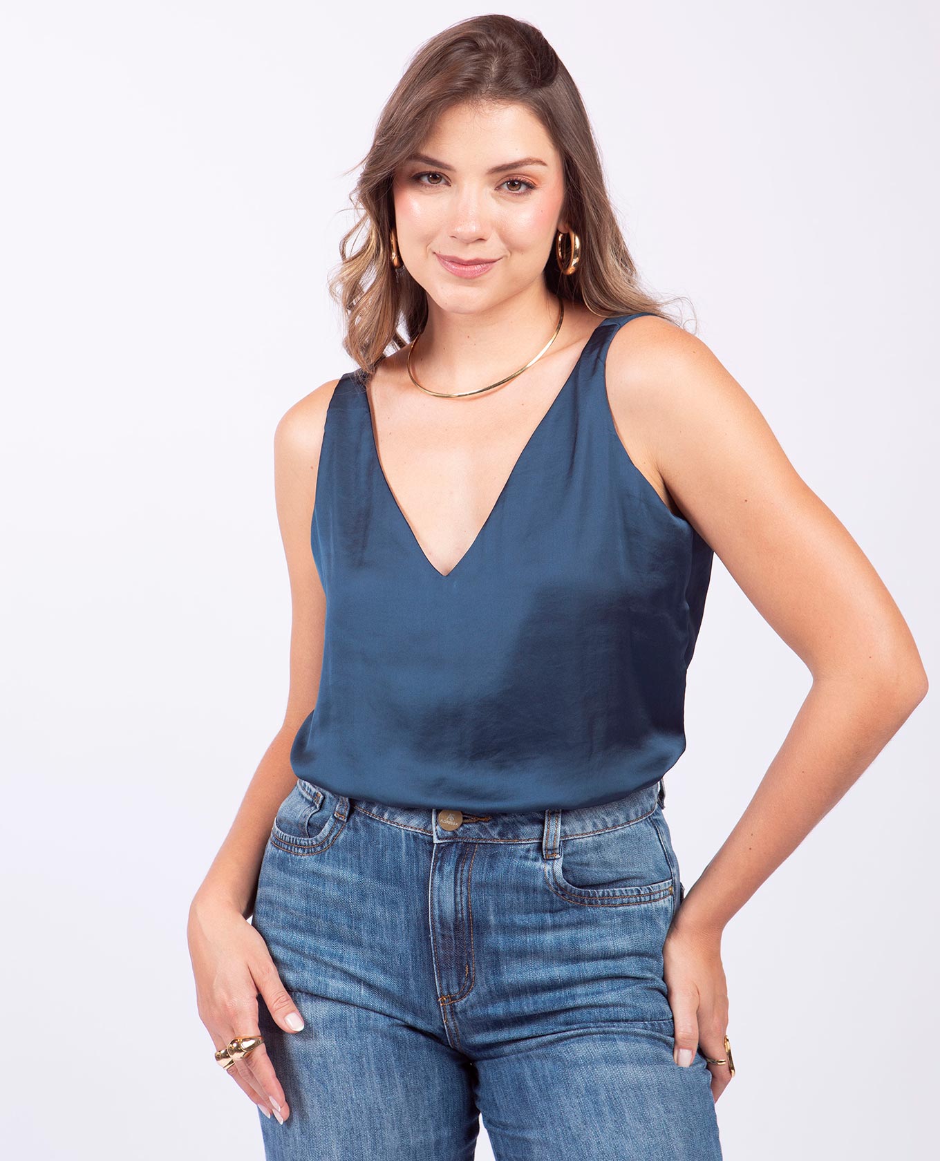 BLUSA ADRISSA BÁSICA ELENA PARA MUJER AZUL OSCURO Adrissa Blusas