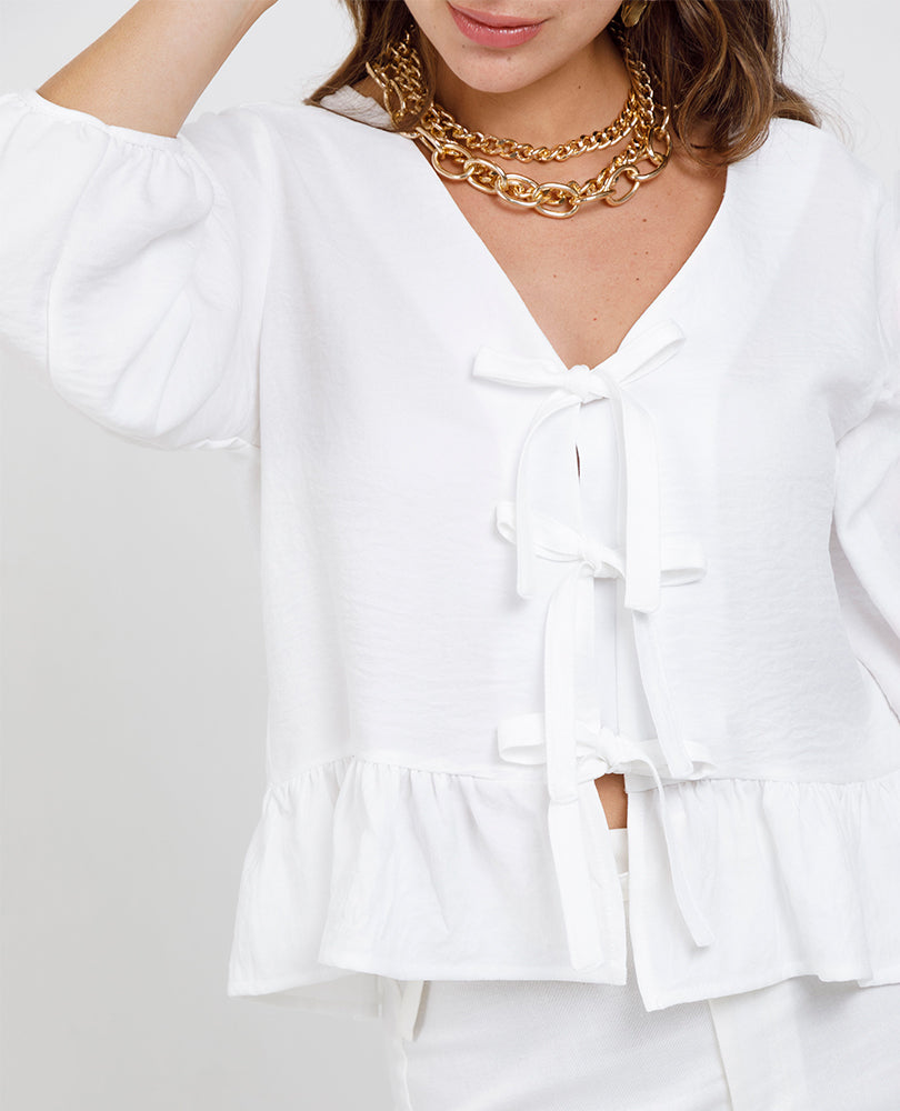 BLUSA AMARRES PARA MUJER AJUSTABLE CON TIRAS MANGA 3/4 Adrissa