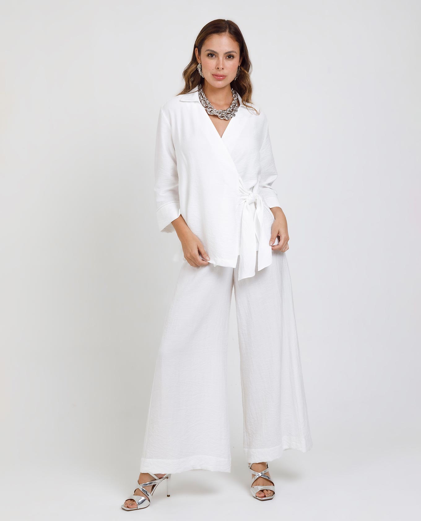 PANTALÓN PARA MUJER SILUETA WIDE LEG CON ELÁSTICO EN CINTURA Adrissa | Ropa para mujer