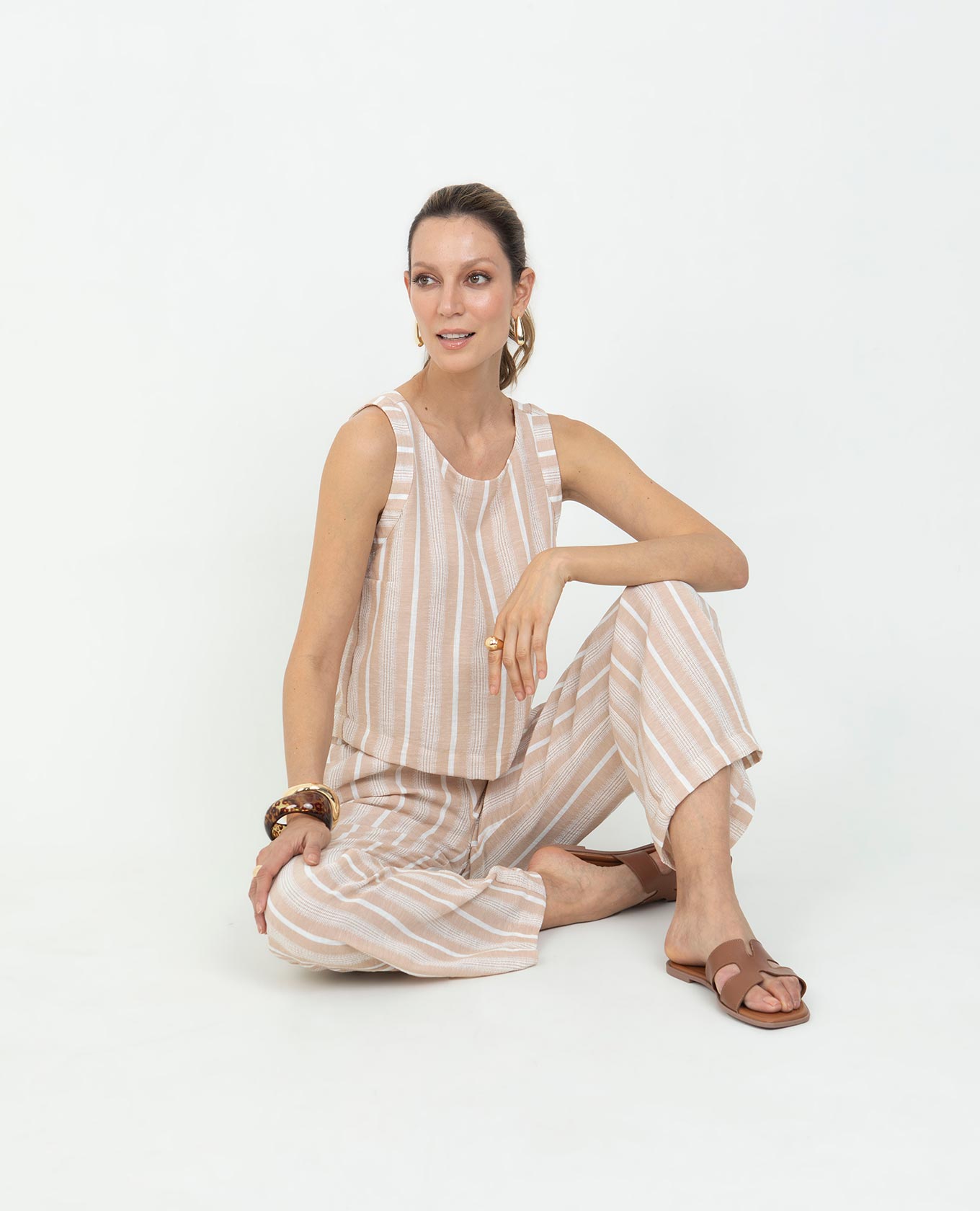 TOP CORTO PARA MUJER MANGA SISA EN JUEGO DE RAYAS Adrissa