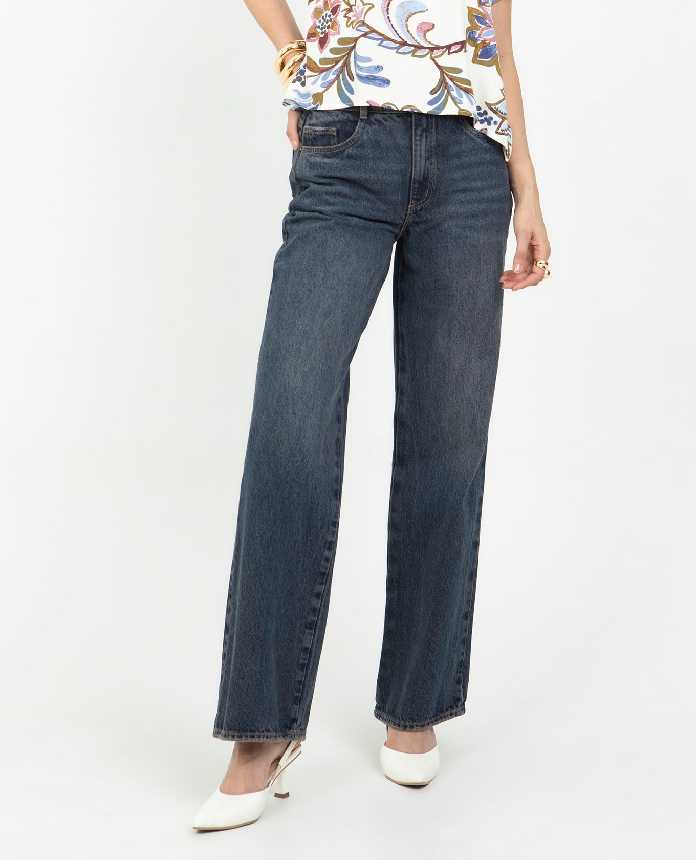 JEAN WIDE LEG PARA MUJER CON DIRTY PRETINA DELGADA CON CINCO BOLSILLOS Adrissa