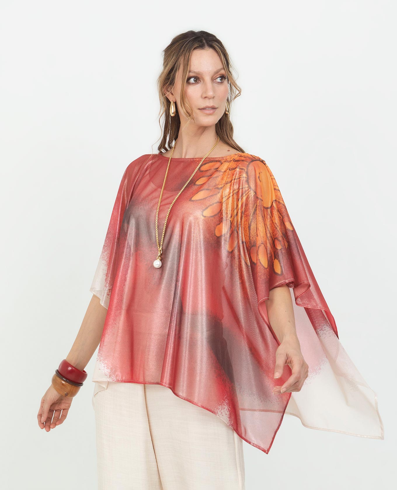 COMPLEMENTO MAXI FLOR PARA MUJER ESTAMPADO EXCLUSIVO EN TELA CON EFECTO BRILLO Adrissa | Ropa para mujer Blusas