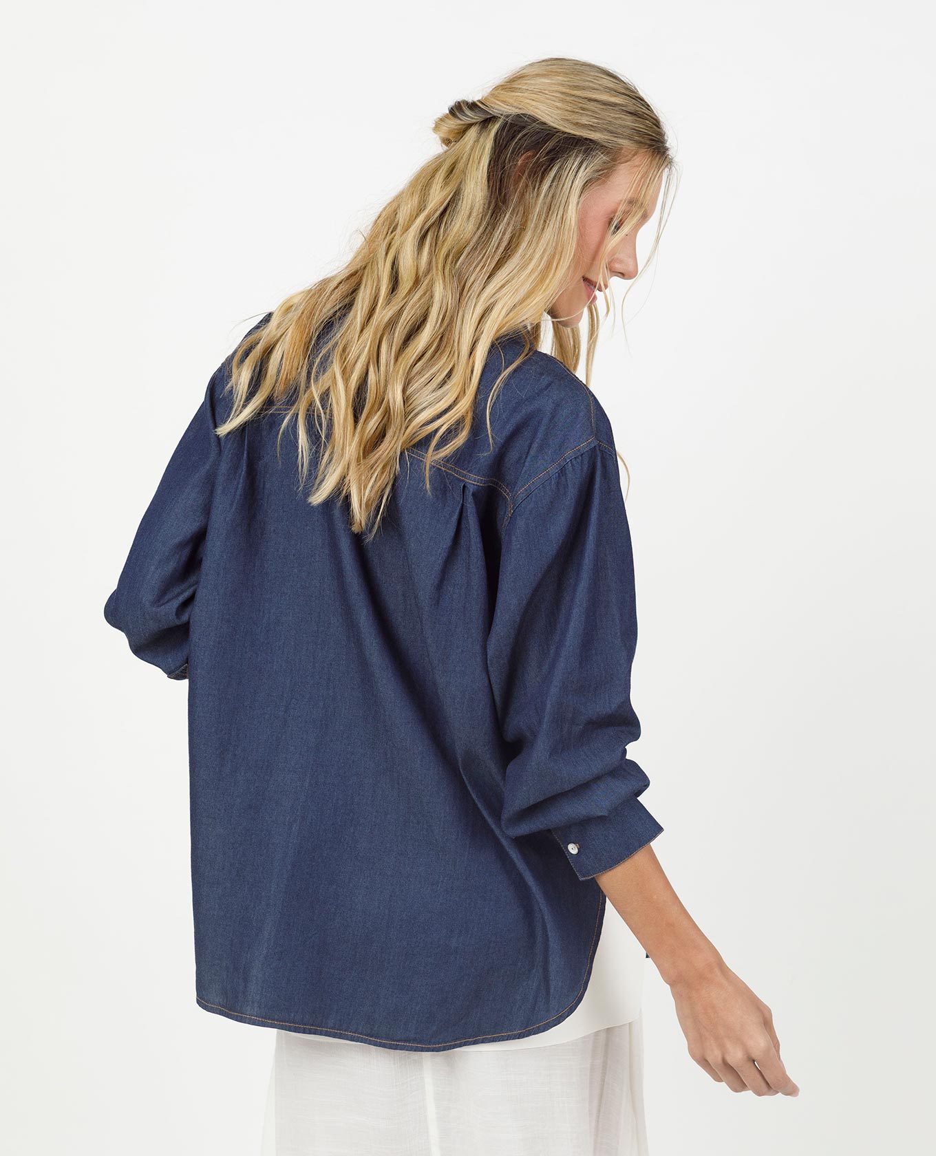 CAMISA CHAMBRAY PARA MUJER SILUETA OVERSIZE MANGA LARGA Adrissa