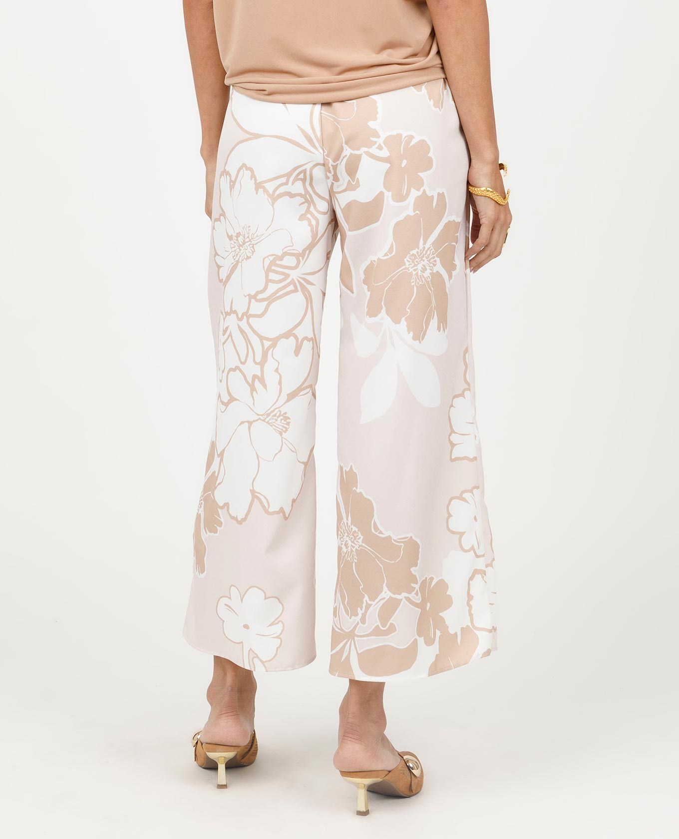 PANTALÓN ESTAMPADO PARA MUJER AL TOBILLO SILUETA WIDE LEG CON ELÁSTICO Adrissa | Ropa para mujer Pantalones