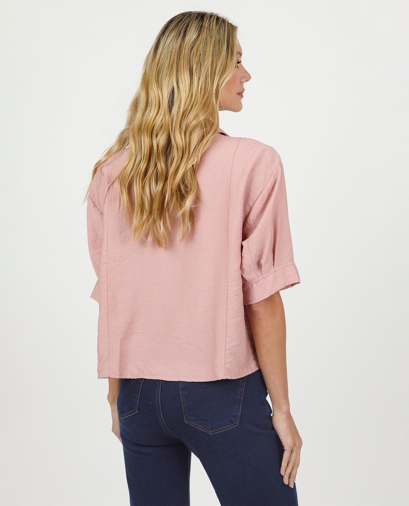 BLUSA MANGA CORTA PARA MUJER CUELLO CAMISERO CON ESCOTE V Adrissa | Ropa para mujer