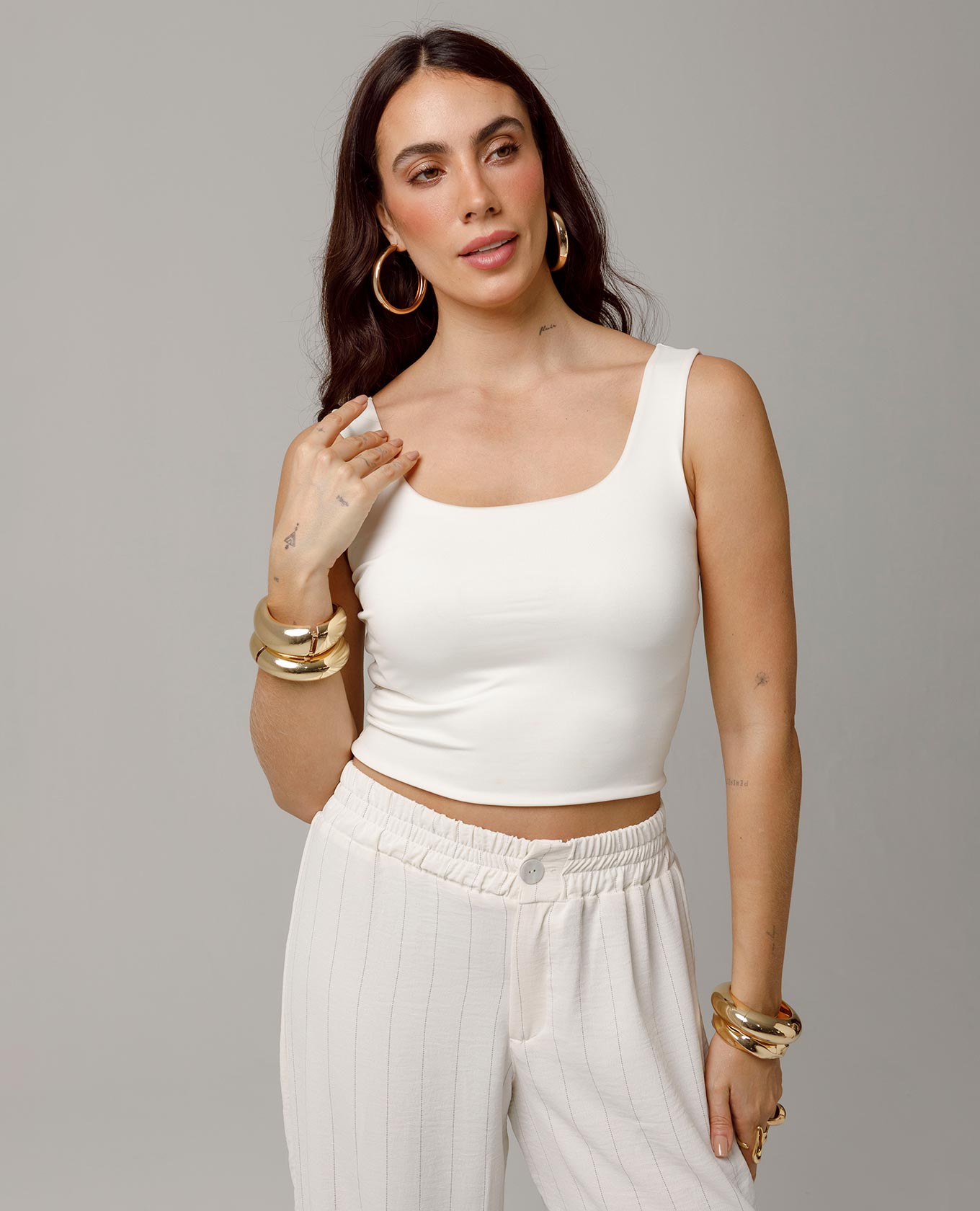 TOP TIRAS PARA MUJER CORTO FORRADO IVORY Adrissa | Ropa para mujer