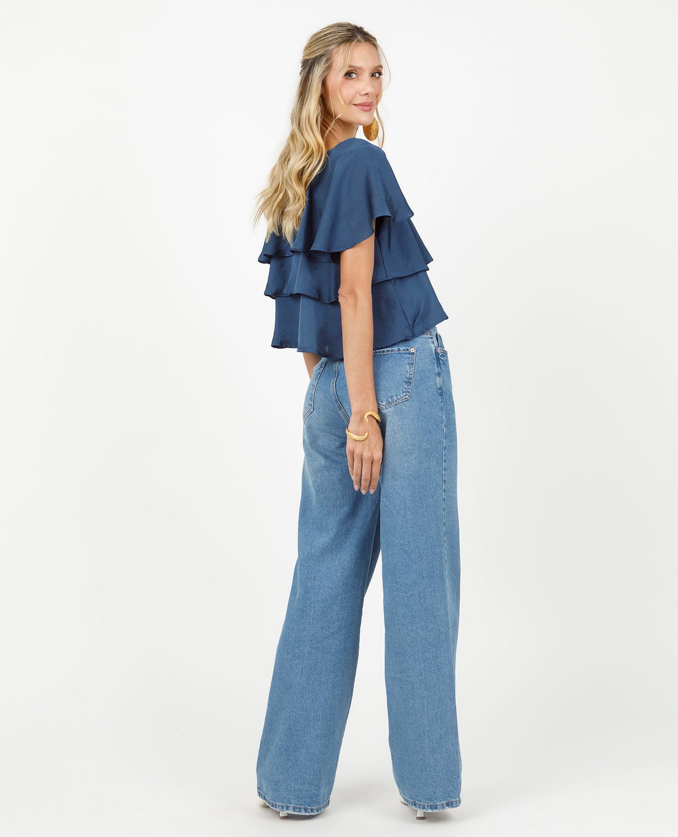 BLUSA MANGA CORTA PARA MUJER EN TELA SATINADA CON BOLEROS Adrissa | Ropa para mujer