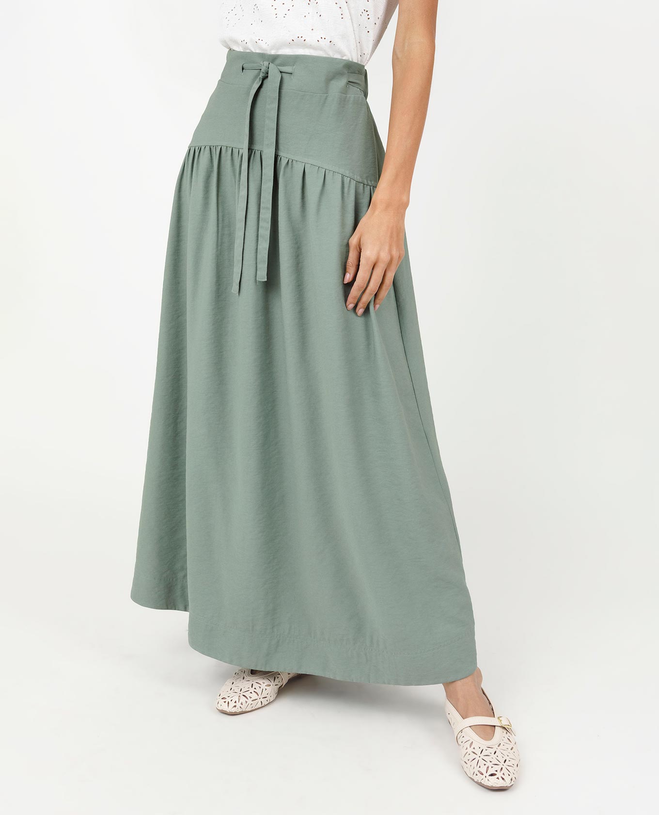 FALDA MIDI PARA MUJER CON TIRA PARA ANUDAR Y ELASTICO EN CINTURA Adrissa | Ropa para mujer Faldas