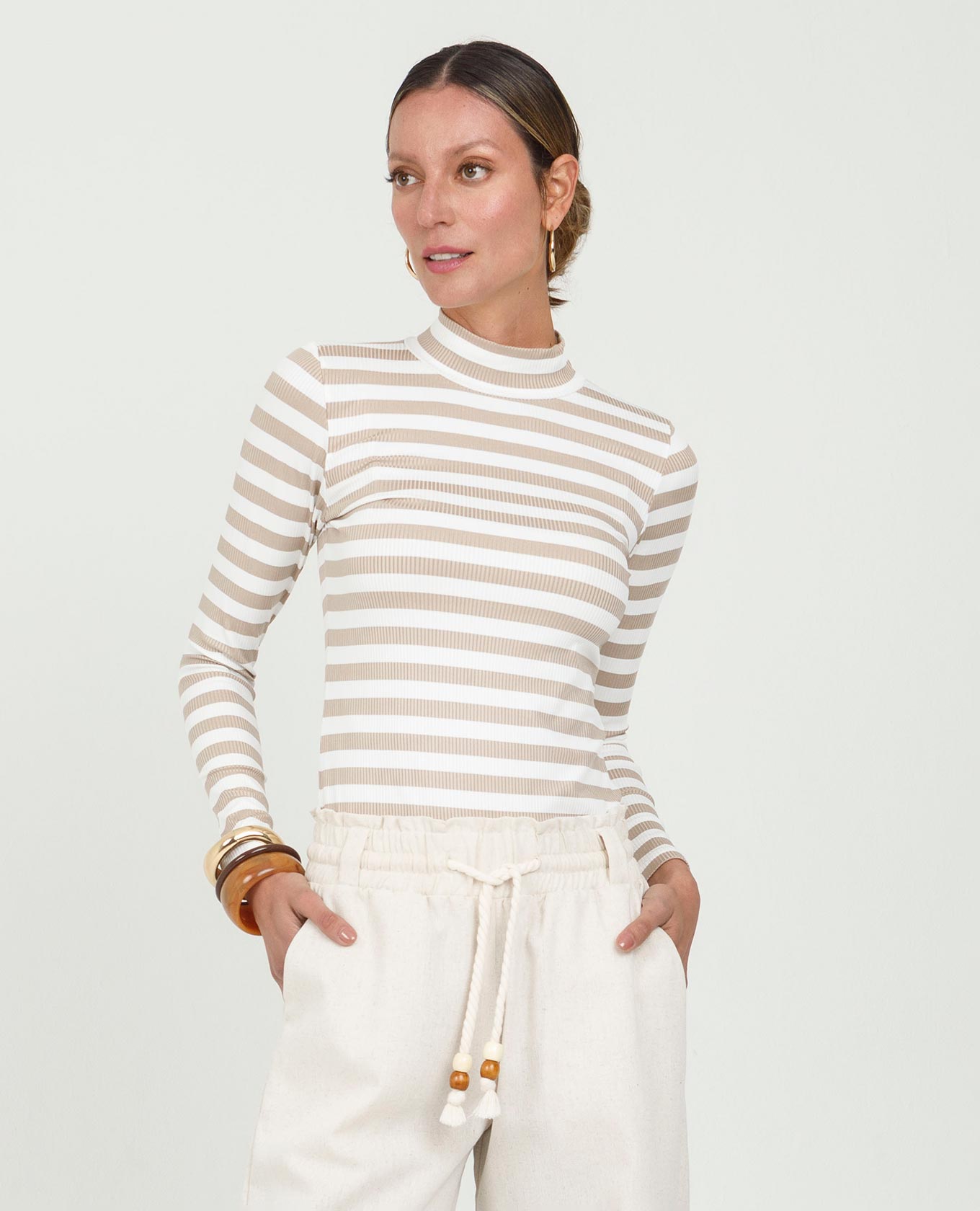 BUZO CUELLO TORTUGA PARA MUJER EN RAYAS Adrissa | Ropa para mujer Blusas