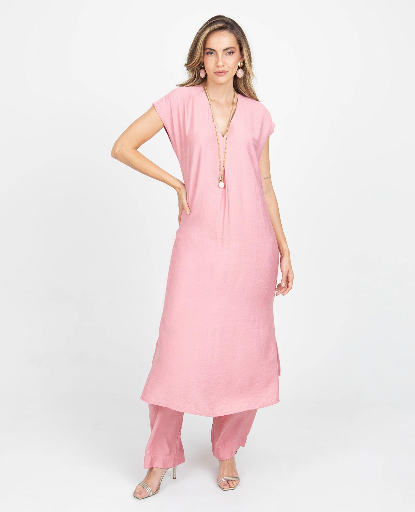BLUSÓN ESCOTE V PARA MUJER MANGA INCLUIDA CON ABERTURAS EN COSTADOS Adrissa | Ropa para mujer Blusas