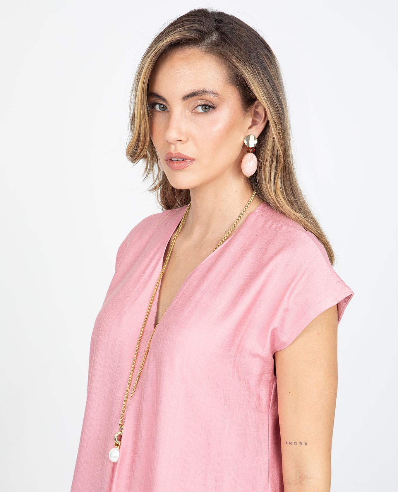 BLUSÓN ESCOTE V PARA MUJER MANGA INCLUIDA CON ABERTURAS EN COSTADOS Adrissa | Ropa para mujer Blusas