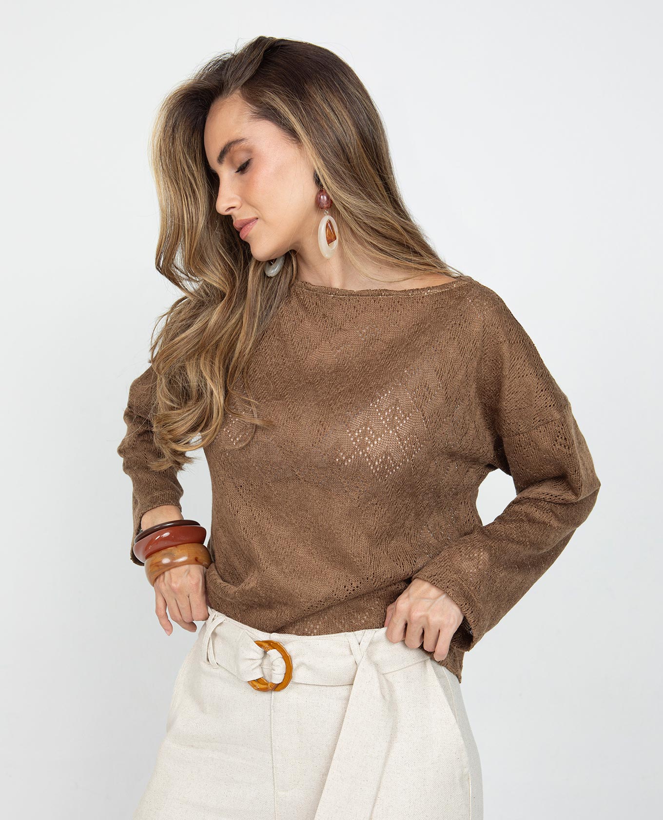 BUZO TEJIDO PARA MUJER ESCOTE SEMIBANDEJA Adrissa | Ropa para mujer Chaquetas