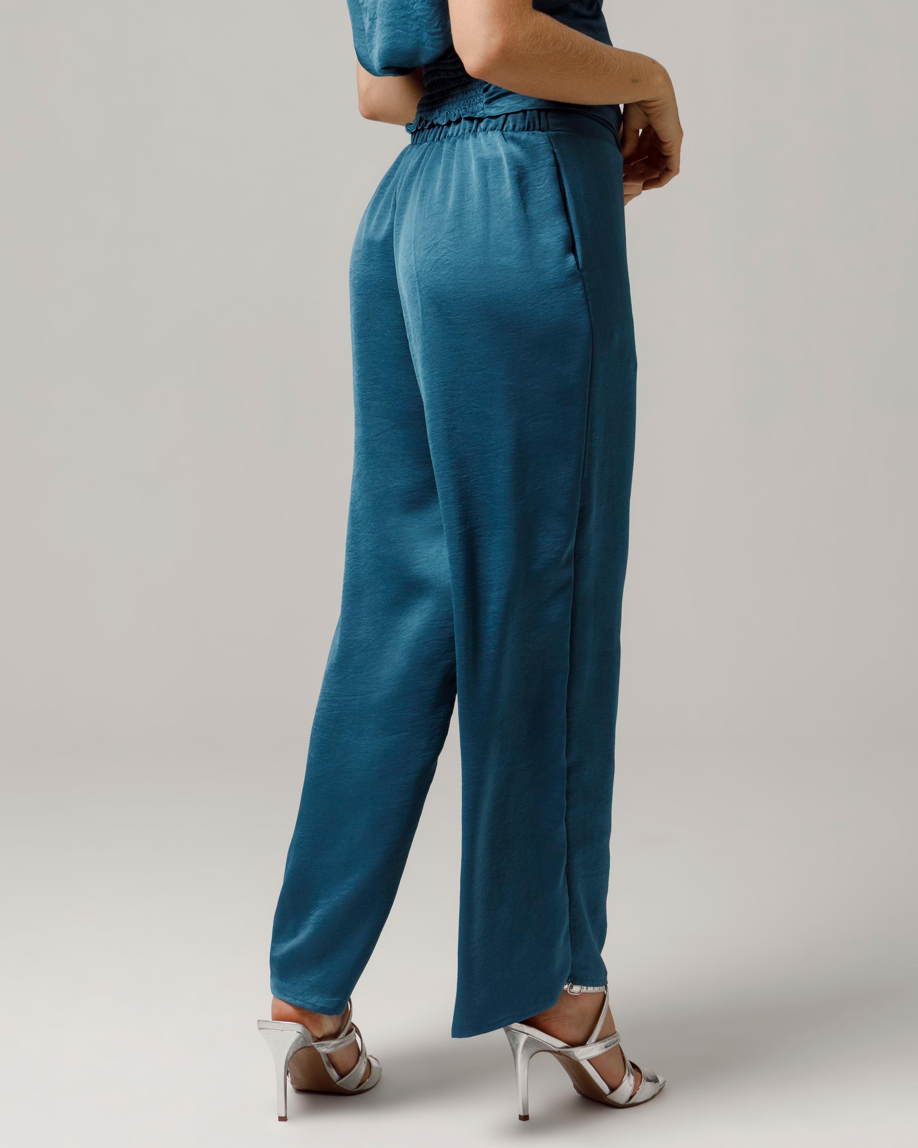 PANTALÓN RECTO PARA MUJER CINTURA CON ELASTICO EN TRASERO AL TOBILLO Adrissa | Ropa para mujer