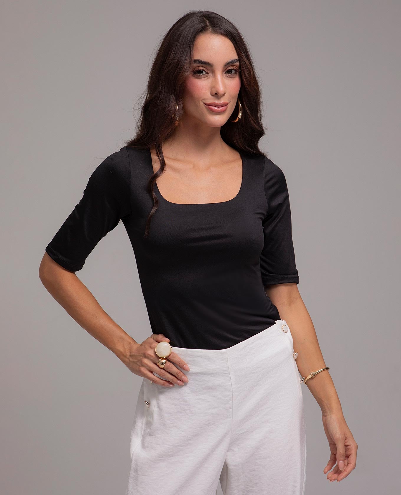 BLUSA ADRISSA BÁSICA LIA PARA MUJER NEGRO Adrissa | Ropa para mujer