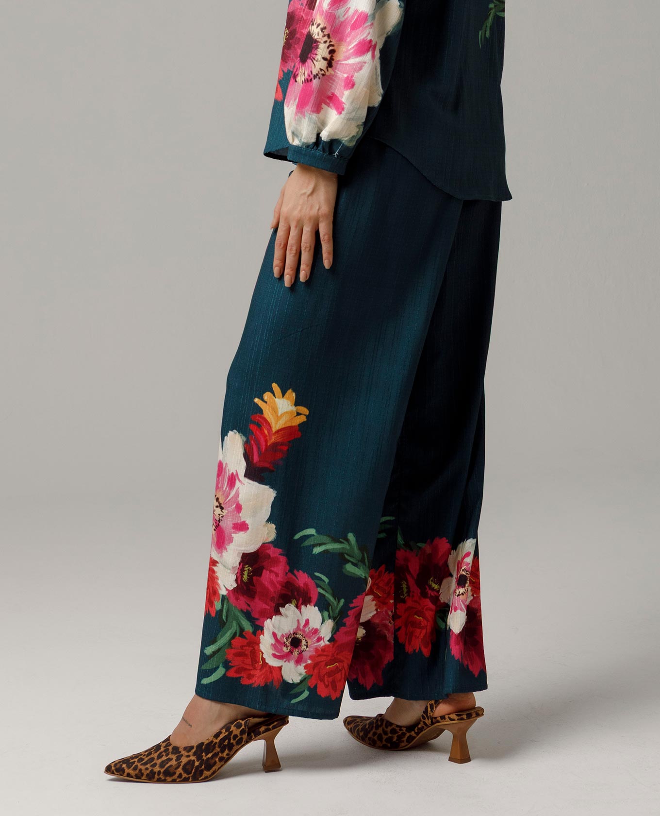 PANTALÓN WIDE LEG PARA MUJER ESTAMPADO EXCLUSIVO CINTURA CON ELÁSTICO