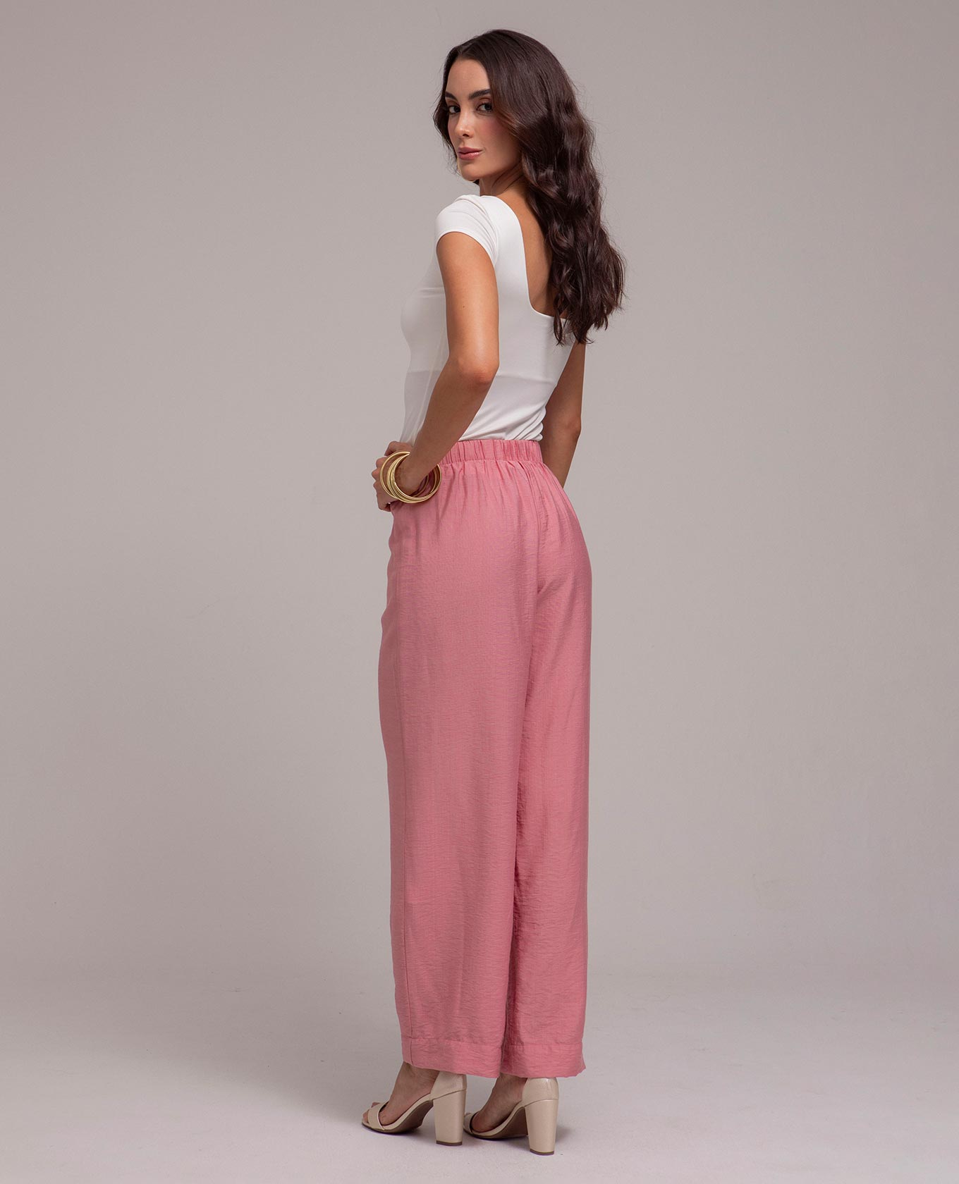PANTALON RECTO PARA MUJER ELASTICO EN CINTURA Y RUEDO ANCHO Adrissa | Ropa para mujer Pantalones