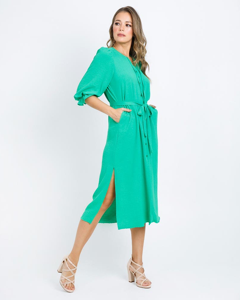 VESTIDO MIDI CAMISERO PARA MUJER CON CINTURÓN Adrissa