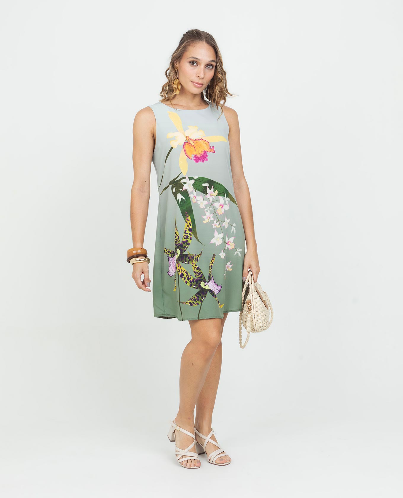 VESTIDO CORTO PARA MUJER ESTAMPADO EXCLUSIVO ORQUÍDEA MANGA SISA Adrissa | Ropa para mujer Vestidos