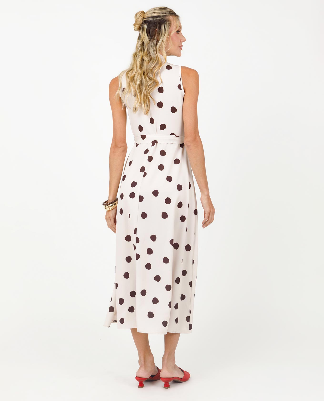 VESTIDO CAMISERO PARA MUJER ESTAMPADO LUNARES MANGA SISA CON CINTURÓN Adrissa | Ropa para mujer