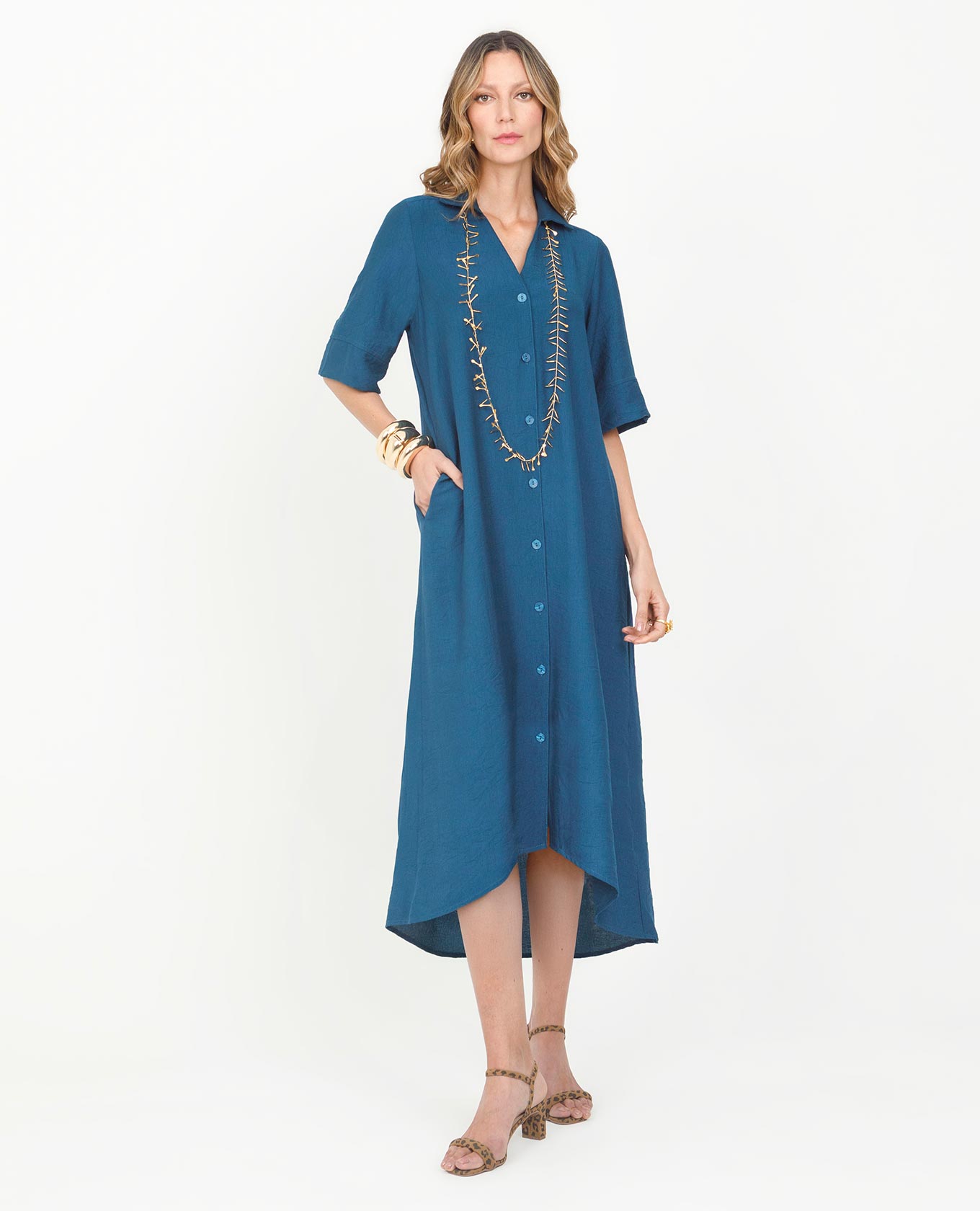 VESTIDO CAMISERO PARA MUJER MANGA CORTA CON RUEDO ASIMÉTRICO Y CINTURÓN Adrissa | Ropa para mujer
