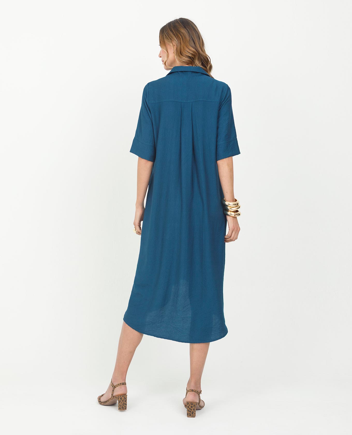 VESTIDO CAMISERO PARA MUJER MANGA CORTA CON RUEDO ASIMÉTRICO Y CINTURÓN Adrissa | Ropa para mujer