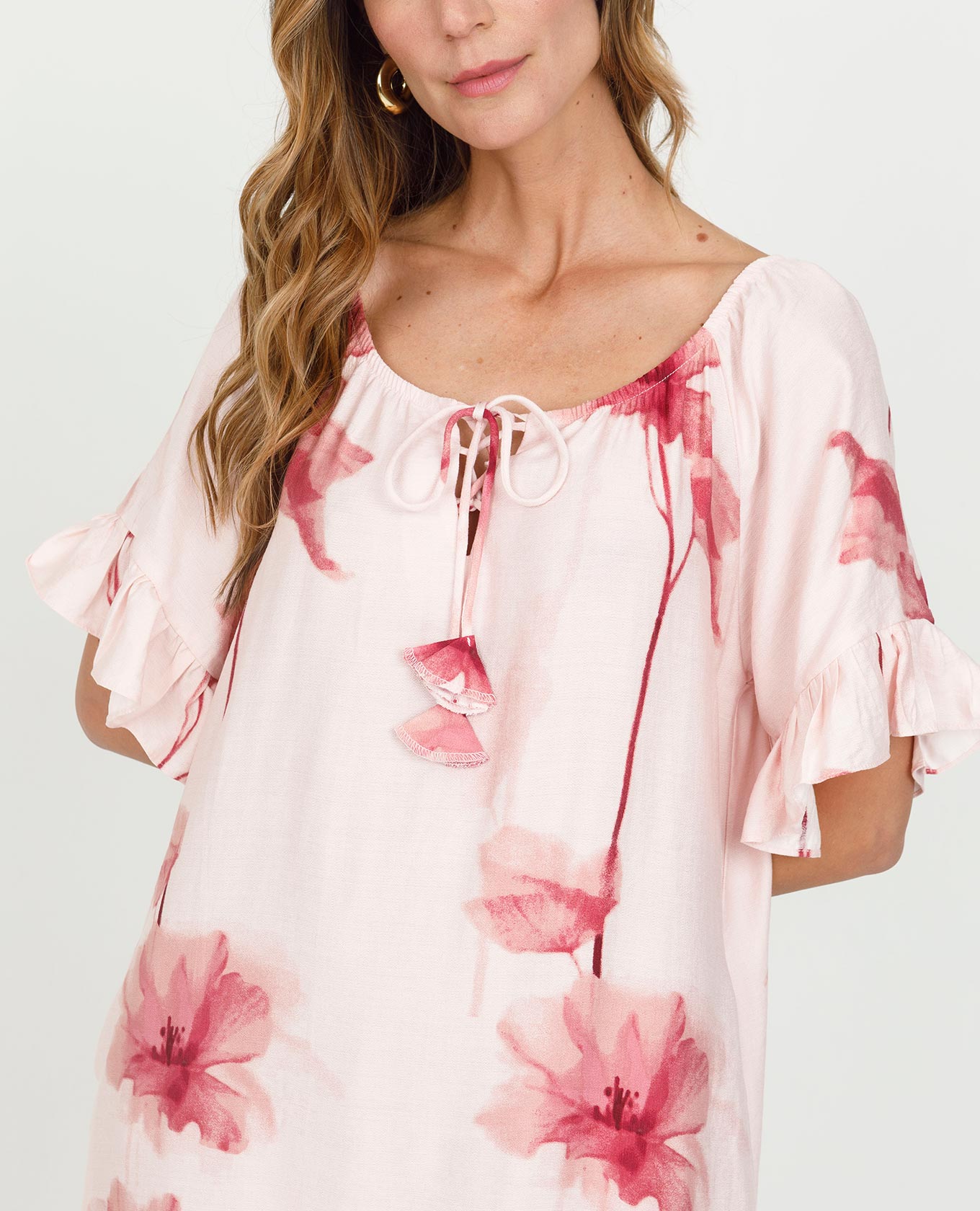 VESTIDO ESTAMPADO PARA MUJER SILUETA TALEGO CON BOLEROS Y TIRA PARA ANUDAR