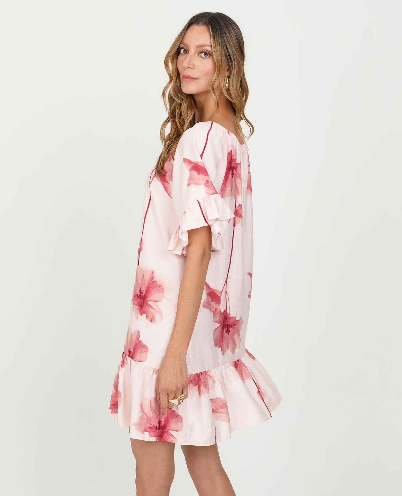 VESTIDO ESTAMPADO PARA MUJER SILUETA TALEGO CON BOLEROS Y TIRA PARA ANUDAR