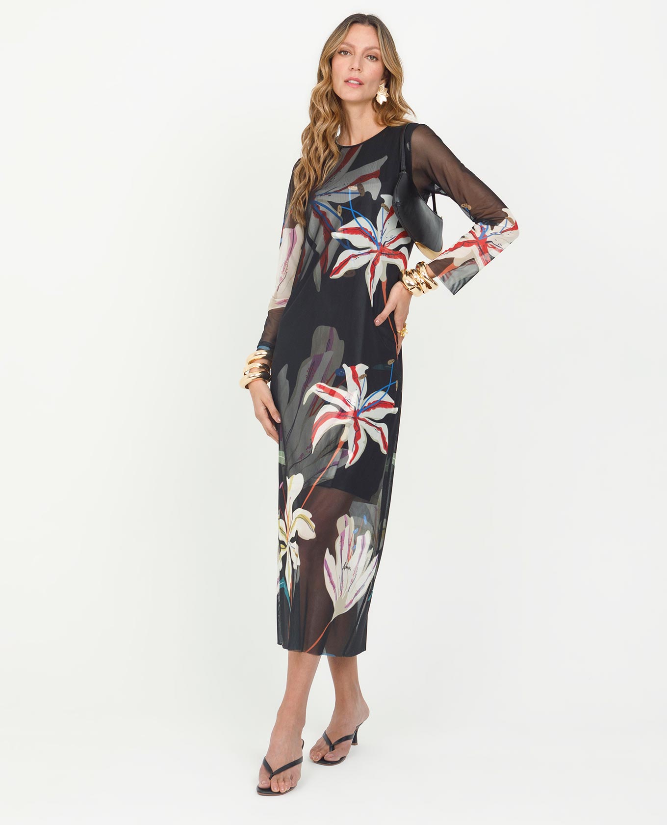 VESTIDO ESTAMPADO PARA MUJER EN TRANSPARENCIA EFECTO 3D Adrissa | Ropa para mujer Vestidos