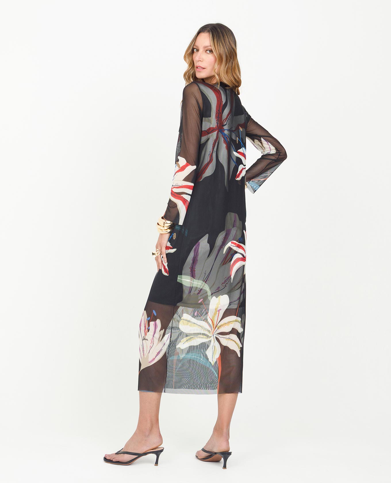 VESTIDO ESTAMPADO PARA MUJER EN TRANSPARENCIA EFECTO 3D Adrissa | Ropa para mujer Vestidos