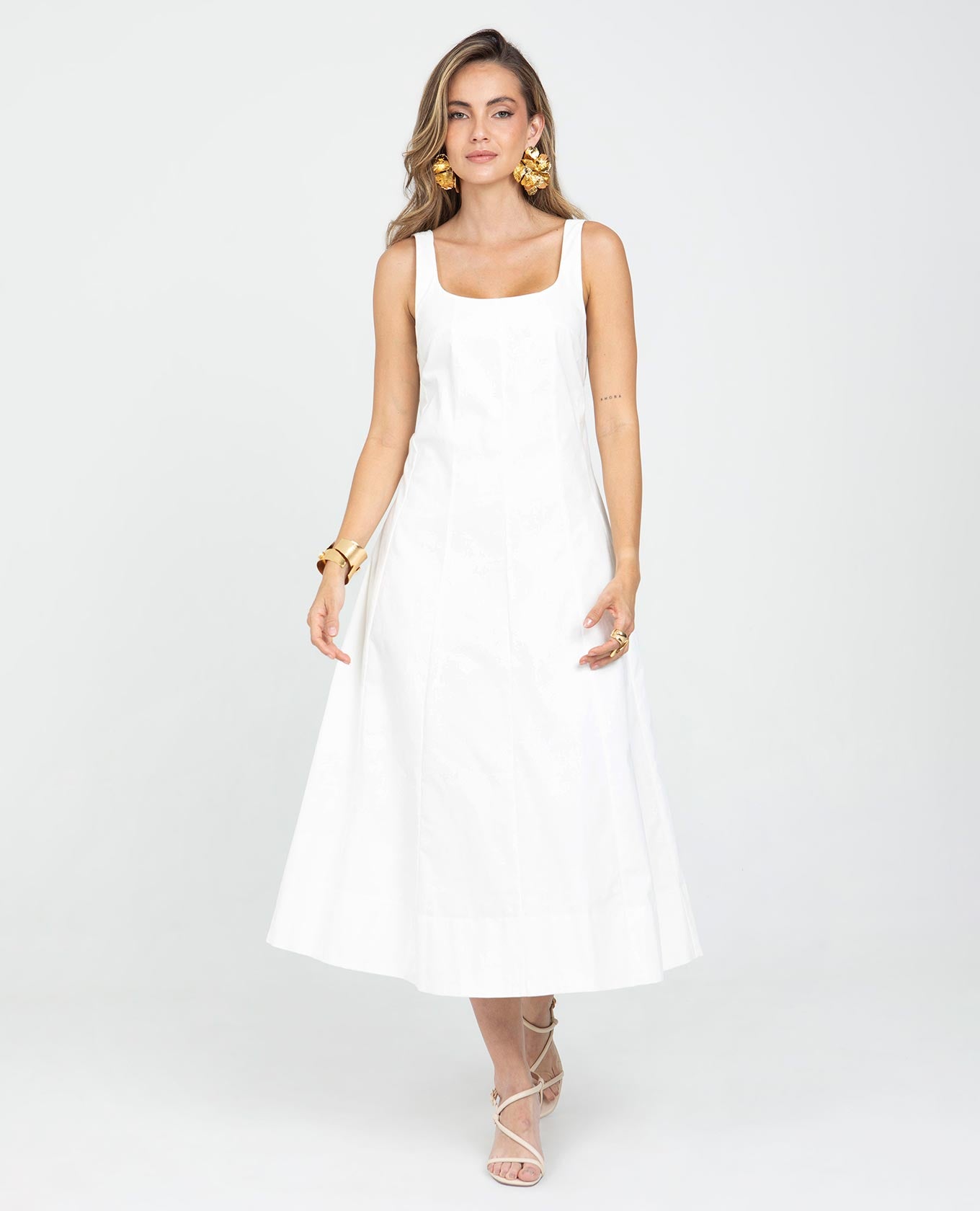 VESTIDO MIDI PARA MUJER EN NESGAS CON ESCOTE U FORRADO Y CREMALLERA Adrissa | Ropa para mujer Vestidos