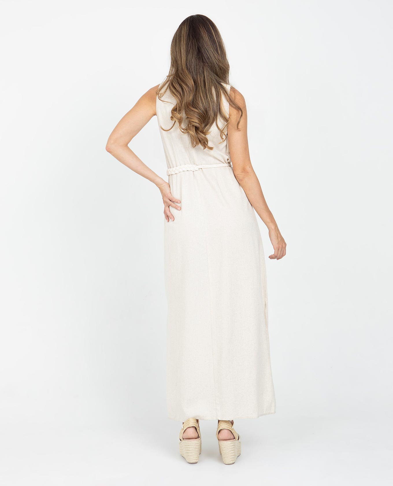 VESTIDO LARGO PARA MUJER SILUETA TALEGO CON ABERTURAS Y CINTURÓN Adrissa | Ropa para mujer Vestidos