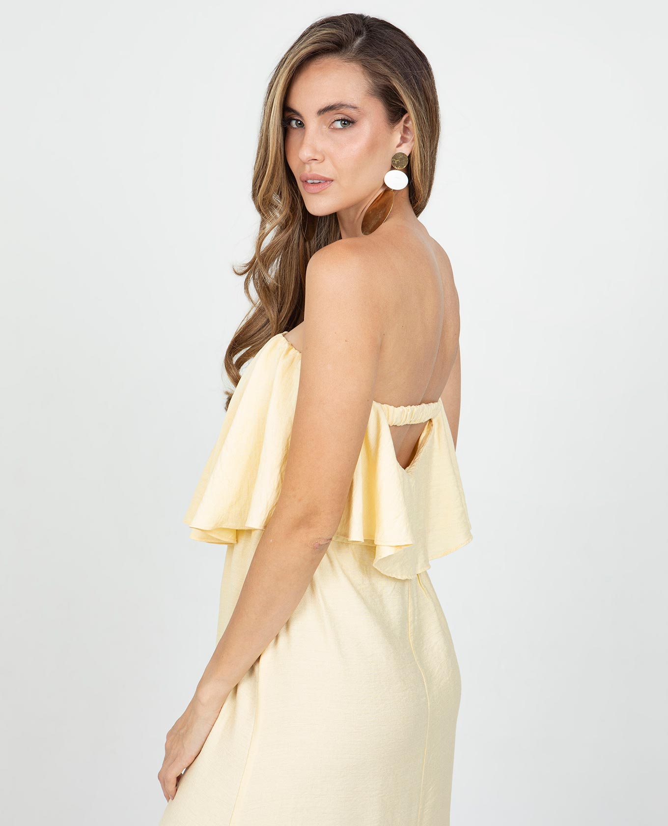 VESTIDO STRAPLESS PARA MUJER LARGO CON BOLERO Y ELÁSTICO EN ESPALDA Adrissa | Ropa para mujer Vestidos