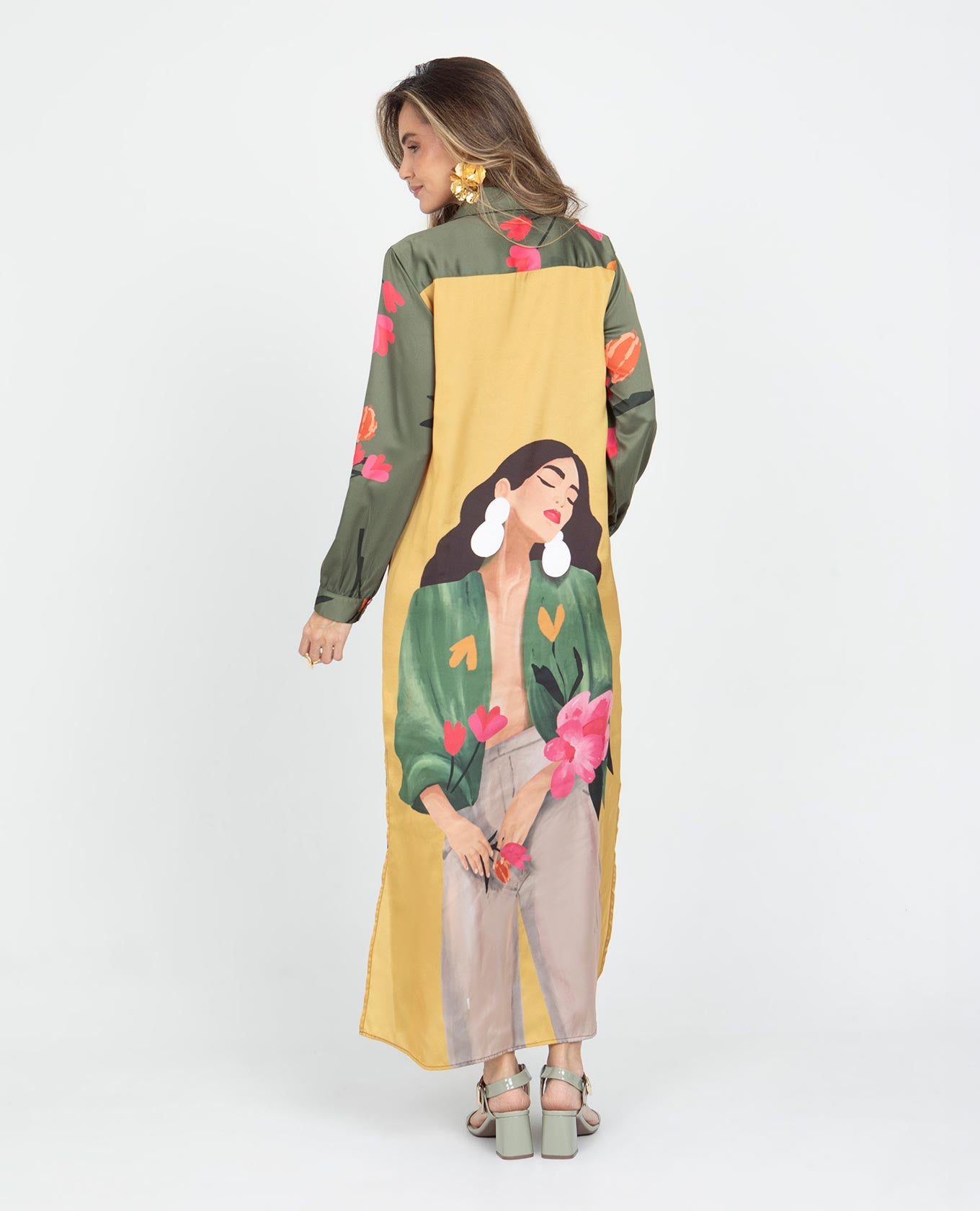 VESTIDO LARGO PARA MUJER CAMISERO ESTAMPADO EXCLUSIVO MANGA LARGA Adrissa | Ropa para mujer Vestidos