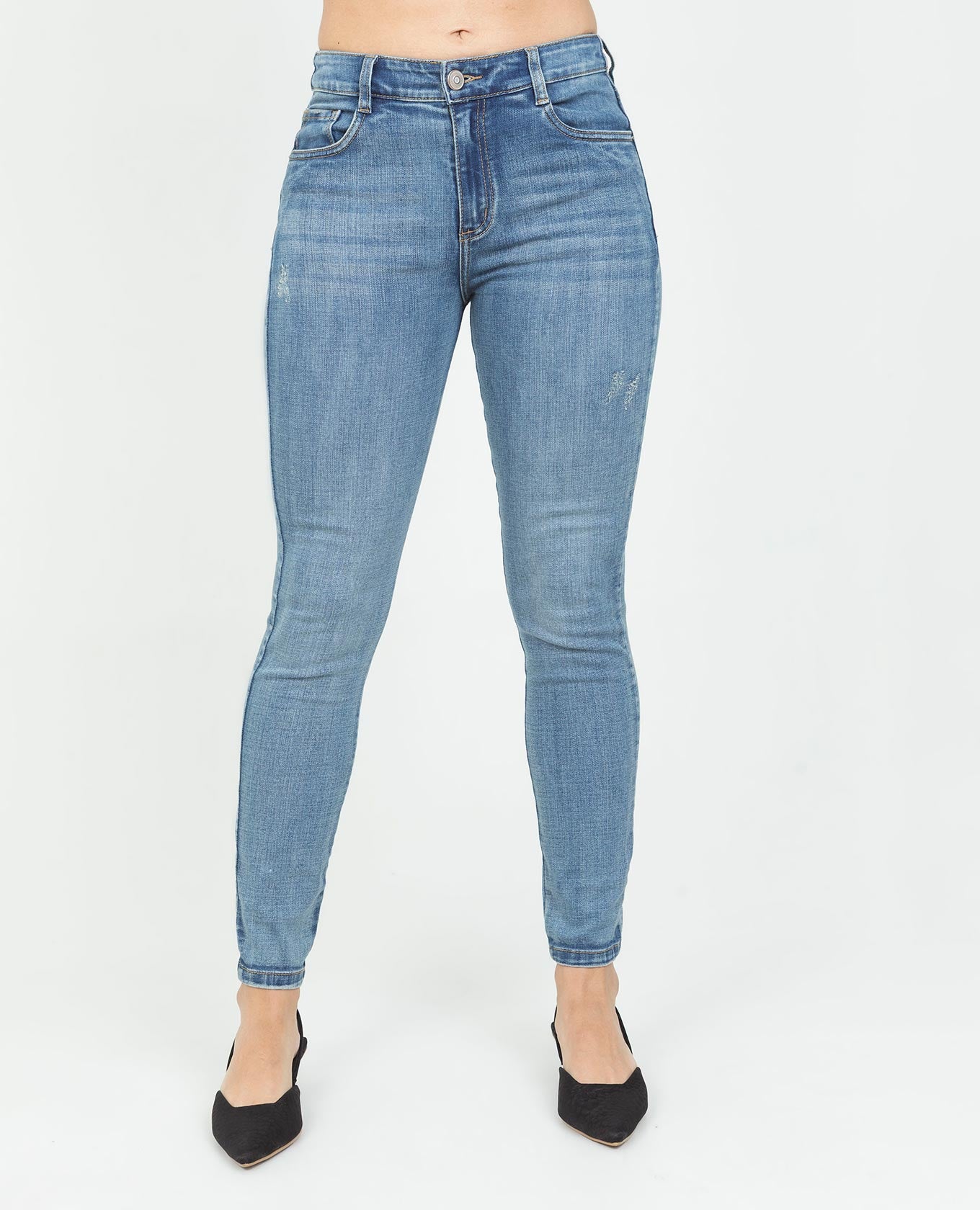 JEAN SKINNY PARA MUJER TONO CLARO PRETINA DELGADA CINCO BOLSILLOS Adrissa | Ropa para mujer