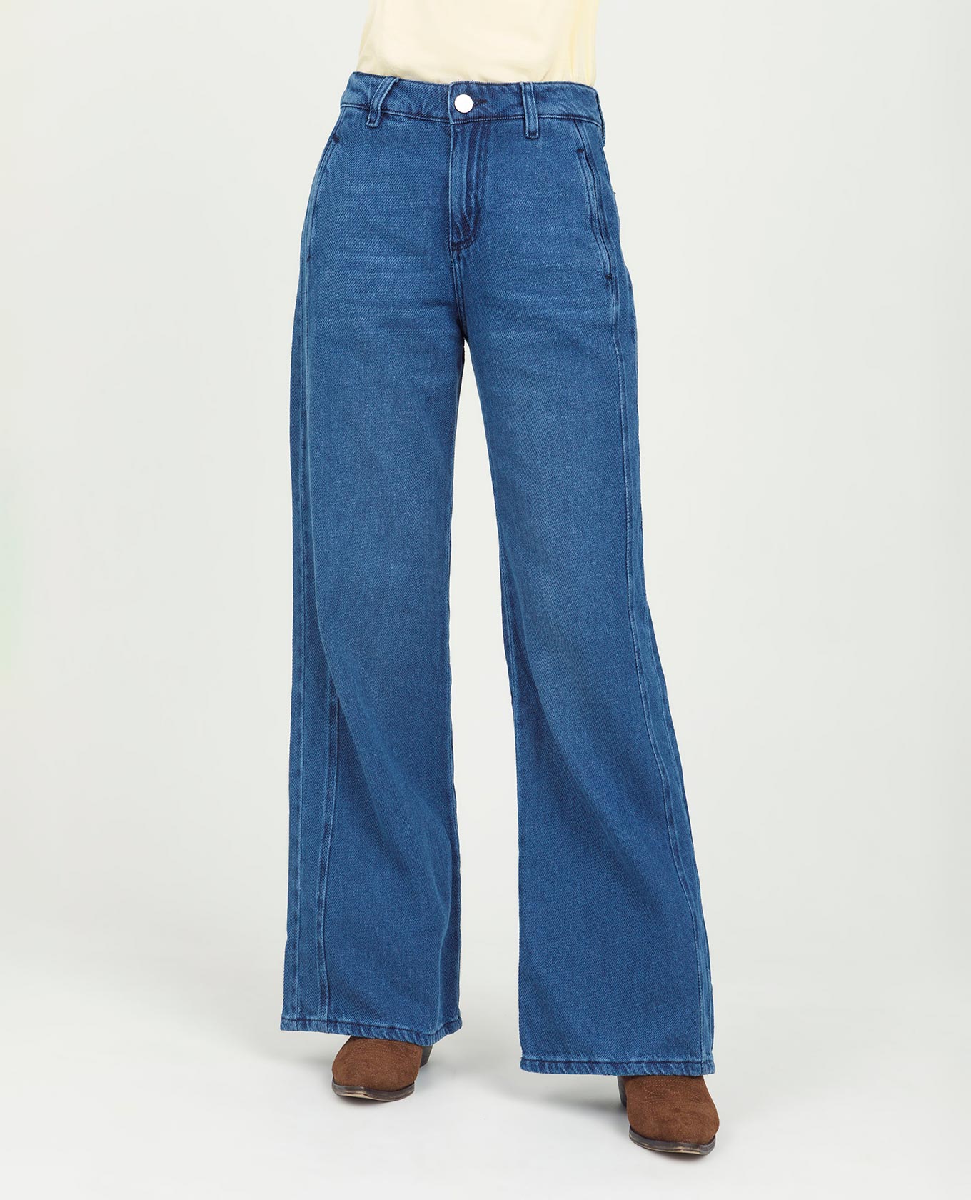 JEAN WIDE LEG PARA MUJER CORTES EN COSTADOS BOLSILLOS DIAGONALES Adrissa | Ropa para mujer Jeans